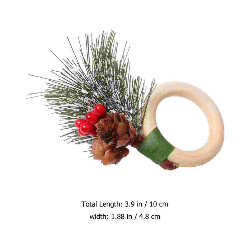 Δαχτυλίδια χαρτοπετσέτας Χριστουγεννιάτικο δαχτυλίδι Χαρτοπετσέτες Θήκη τραπεζιού πόρπη από χωνάκι πεύκο Γάμος θήκη μούρων στεφάνι σε χρυσή διακόσμηση