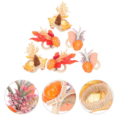 Θήκη για δαχτυλίδια χαρτοπετσέτας για το πάρτι των ευχαριστιών Halloween Fall Maple Decor Θήκες πόρπης Μπομπονιέρες συγκομιδής κολοκύθας Επιτραπέζια φύλλα Δαχτυλίδι