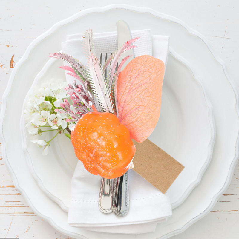 Θήκη για δαχτυλίδια χαρτοπετσέτας για το πάρτι των ευχαριστιών Halloween Fall Maple Decor Θήκες πόρπης Μπομπονιέρες συγκομιδής κολοκύθας Επιτραπέζια φύλλα Δαχτυλίδι