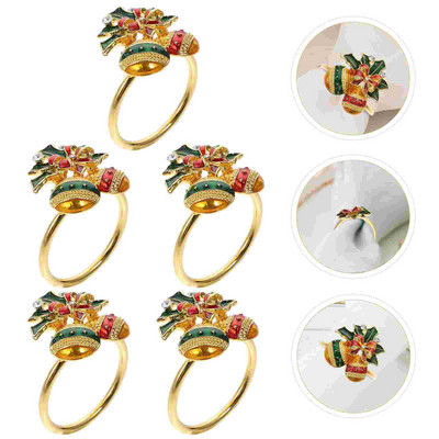 5 τμχ Θήκη για χαρτοπετσέτα γάμου Χριστουγεννιάτικη αγκράφα Βέρες από χαρτοπετσέτα γάμου Diy Χριστουγεννιάτικα δαχτυλίδια για χαρτοπετσέτες