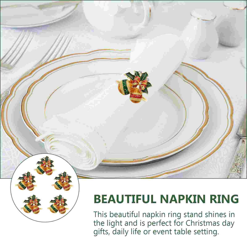5 τμχ Θήκη για χαρτοπετσέτα γάμου Χριστουγεννιάτικη αγκράφα Βέρες από χαρτοπετσέτα γάμου Diy Χριστουγεννιάτικα δαχτυλίδια για χαρτοπετσέτες