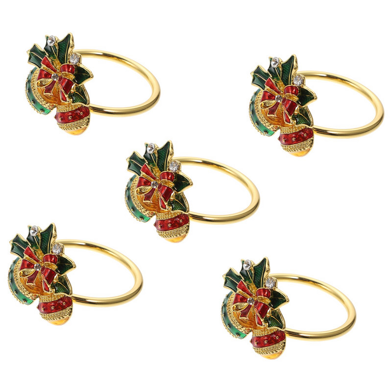 5 τμχ Θήκη για χαρτοπετσέτα γάμου Χριστουγεννιάτικη αγκράφα Βέρες από χαρτοπετσέτα γάμου Diy Χριστουγεννιάτικα δαχτυλίδια για χαρτοπετσέτες