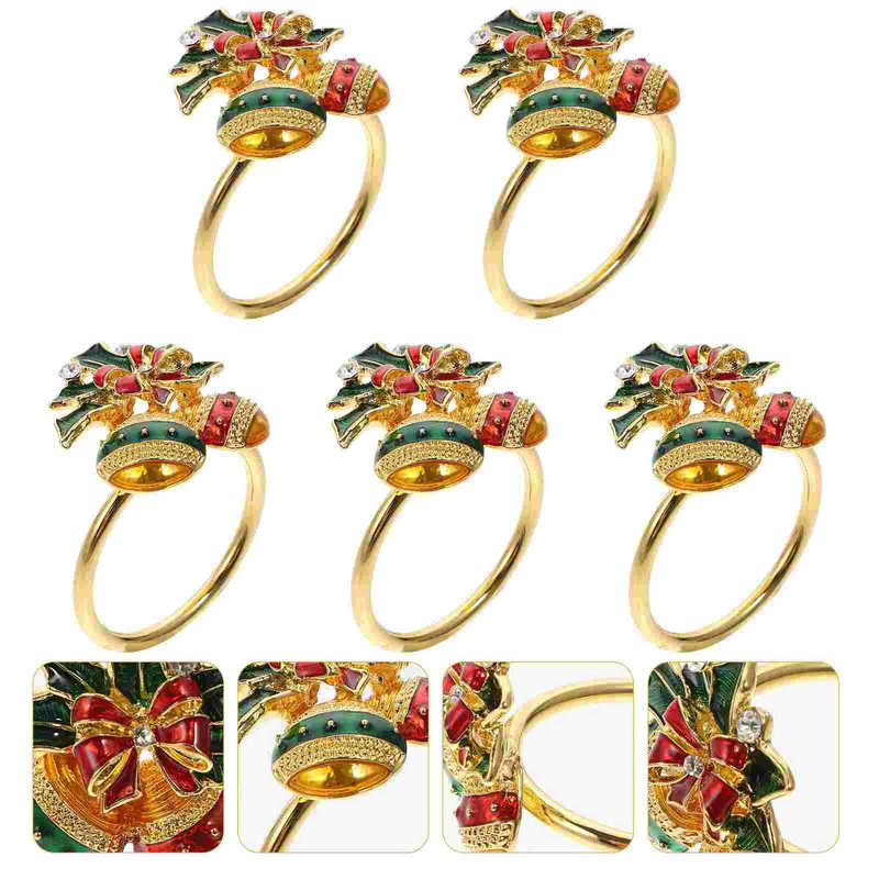 5 τμχ Θήκη για χαρτοπετσέτα γάμου Χριστουγεννιάτικη αγκράφα Βέρες από χαρτοπετσέτα γάμου Diy Χριστουγεννιάτικα δαχτυλίδια για χαρτοπετσέτες