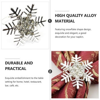 Празнични държачи за салфетки Коледна катарама Метални пръстени Декор Пръстен за вечеря Crystle Маса Парти Зимна форма на снежинка