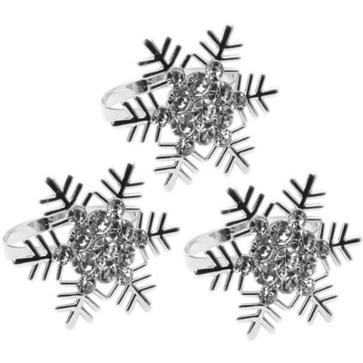 Χαρτοπετσέτες γιορτινές χριστουγεννιάτικες πόρπες Μεταλλικά δαχτυλίδια διακόσμηση Δαχτυλίδι δείπνου Κρυστάλλινο τραπέζι πάρτι Χειμερινό σχήμα νιφάδας χιονιού