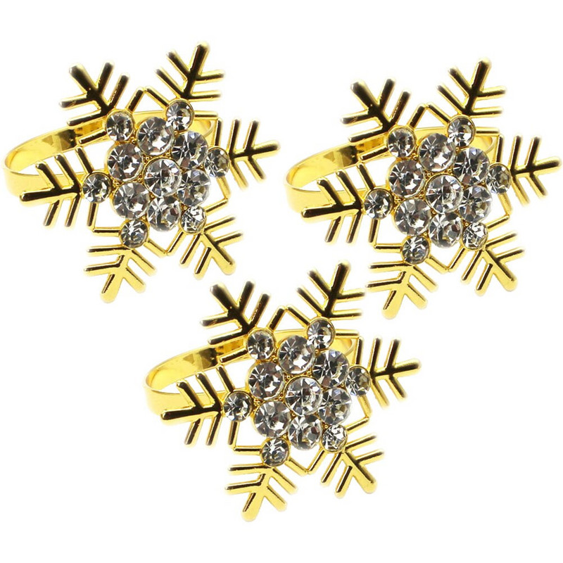 Χαρτοπετσέτες γιορτινές χριστουγεννιάτικες πόρπες Μεταλλικά δαχτυλίδια διακόσμηση Δαχτυλίδι δείπνου Κρυστάλλινο τραπέζι πάρτι Χειμερινό σχήμα νιφάδας χιονιού