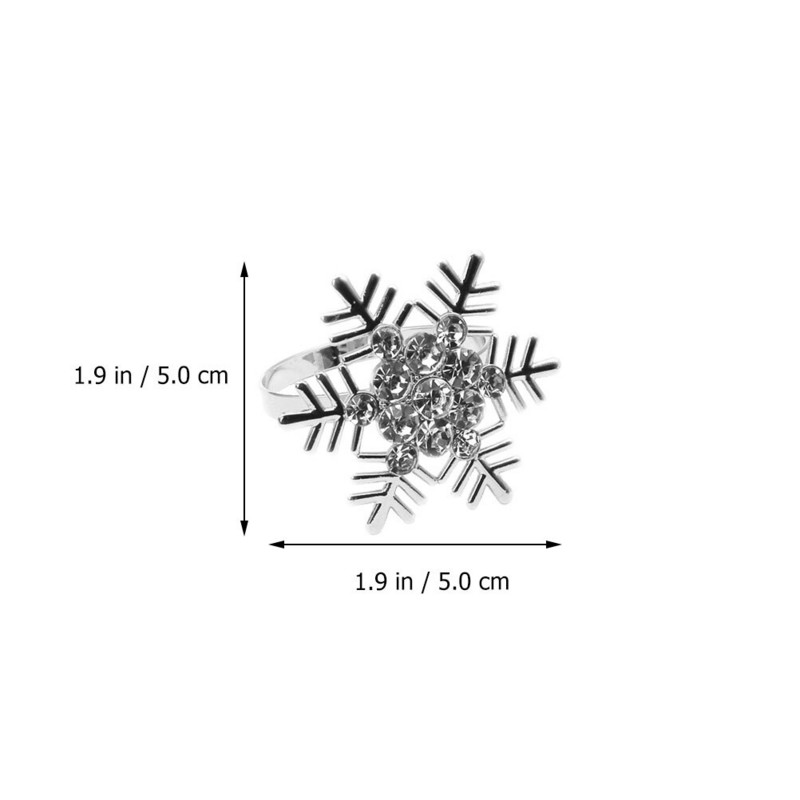 Χαρτοπετσέτες γιορτινές χριστουγεννιάτικες πόρπες Μεταλλικά δαχτυλίδια διακόσμηση Δαχτυλίδι δείπνου Κρυστάλλινο τραπέζι πάρτι Χειμερινό σχήμα νιφάδας χιονιού