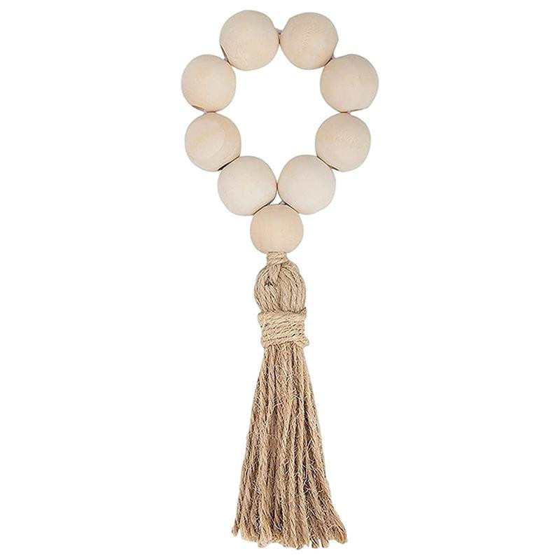 Χειροποίητες φυσικές ξύλινες χάντρες Δαχτυλίδια χαρτοπετσέτας Φούντες από γιούτα Θήκες για χαρτοπετσέτα για εξοχική διακόσμηση τραπεζαρίας γάμου