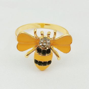 6PCS Yellow Bee Design Метални пръстени за салфетки Катарама за кърпи Bumble Bee Държач за салфетки Сватбено парти Фестивал Декорация на хотелска маса