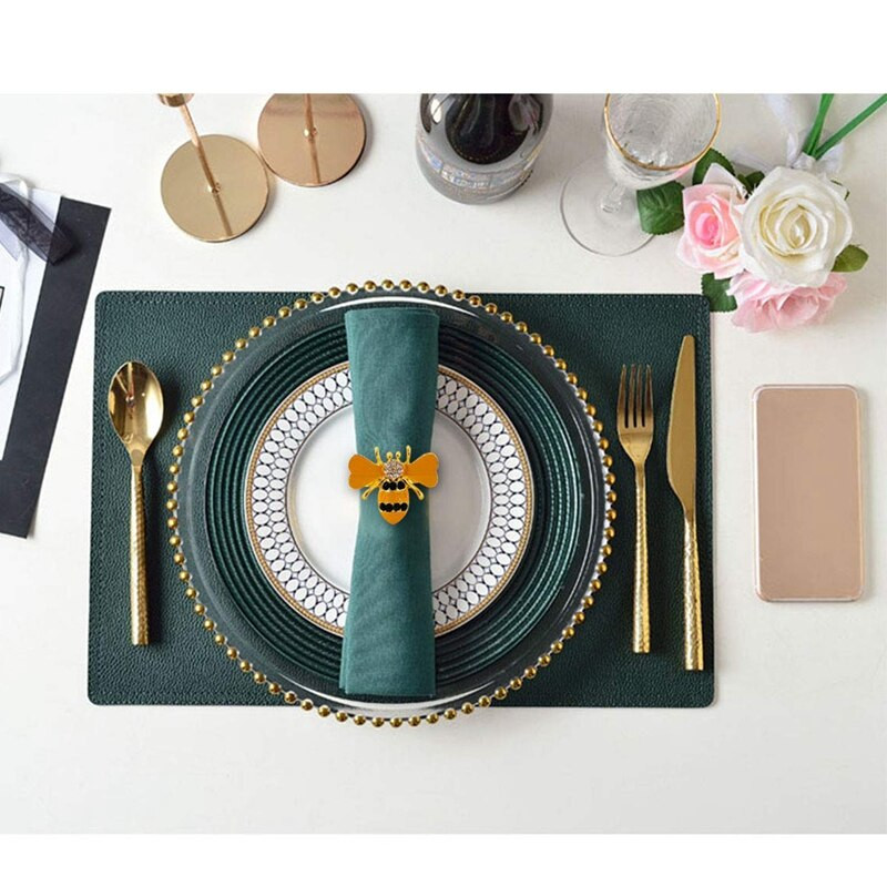 6 vnt. Yellow Bee Design Metalinės servetėlių žiedai Rankšluosčio sagtis Bumble Bee servetėlių laikiklis Vestuvių vakarėlis Festivalis Viešbučio stalo dekoras