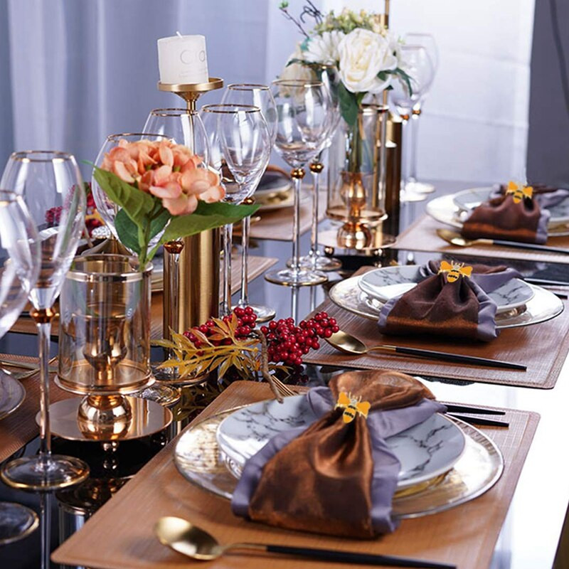 6 vnt. Yellow Bee Design Metalinės servetėlių žiedai Rankšluosčio sagtis Bumble Bee servetėlių laikiklis Vestuvių vakarėlis Festivalis Viešbučio stalo dekoras