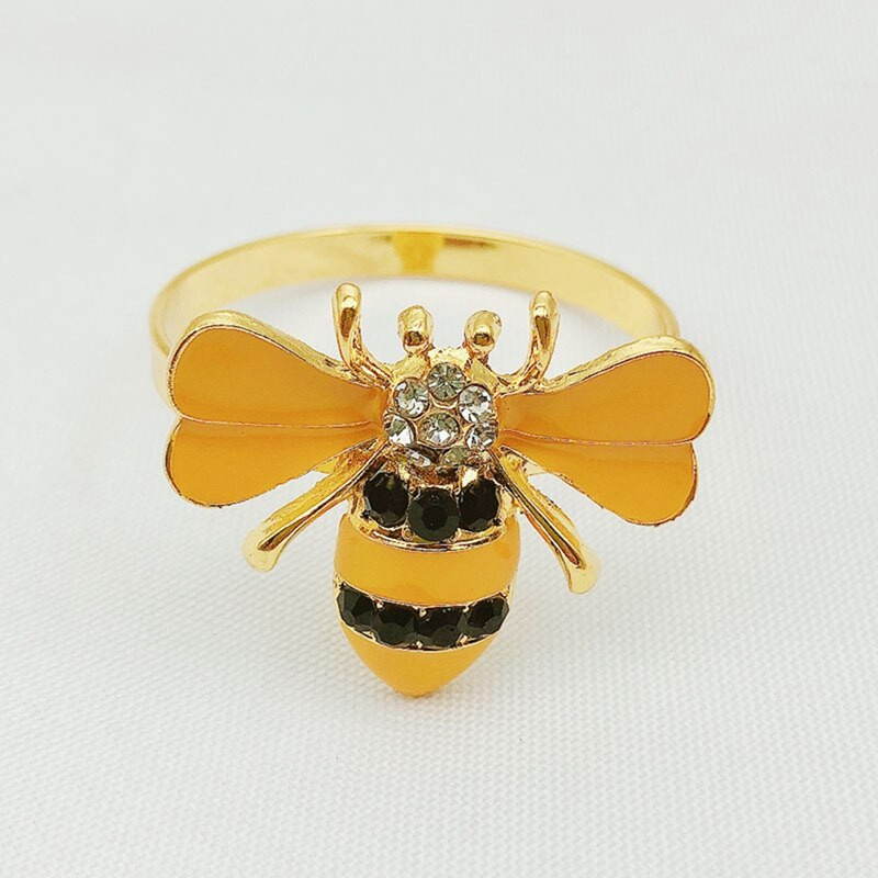 6 vnt. Yellow Bee Design Metalinės servetėlių žiedai Rankšluosčio sagtis Bumble Bee servetėlių laikiklis Vestuvių vakarėlis Festivalis Viešbučio stalo dekoras