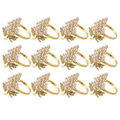 12 τμχ μαργαριταρένια δαχτυλίδια χαρτοπετσέτας χρυσά σε σχήμα σταφυλιού Θήκη για πετσέτα για πόρπες Θήκες για χαρτοπετσέτες Διακόσμηση τραπεζιού γάμου Πόρπες για χαρτοπετσέτες