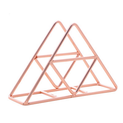 Θήκη χαρτοπετσέτας Μεταλλικό τρίγωνο χάρτινο μονόφυλλο χαρτομάντηλο Πολυτελές ρετρό ροζ χρυσό Διακόσμηση τραπεζιού Ανεξάρτητη διακόσμηση σπιτιού