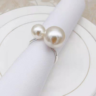 Inele de șervețel cu perle imitații de 6 buc. Suport șervețel de vacanță pentru petrecere de nuntă Cataramă de șervețel pentru decorarea mesei de cină