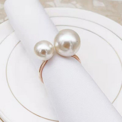 Inele de șervețel cu perle imitații de 6 buc. Suport șervețel de vacanță pentru petrecere de nuntă Cataramă de șervețel pentru decorarea mesei de cină