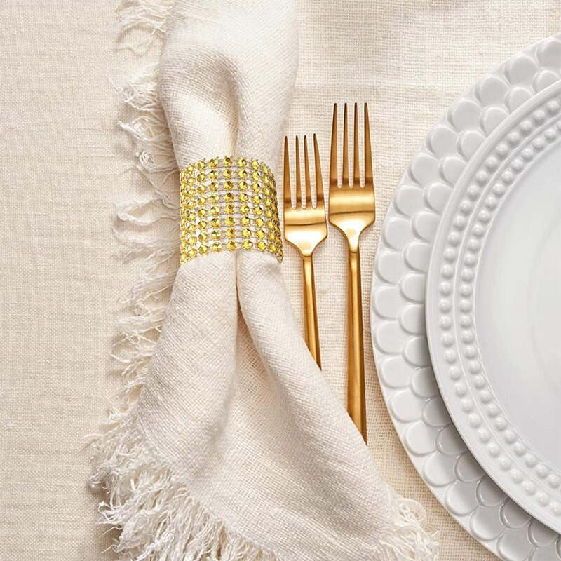 100/50 kom Prsteni za salvete Ružičasto zlato Mašne sa vještačkim dijamantima Prsten za držač salvete Kopče Ukrasi za vjenčanja Potrepštine za zabave