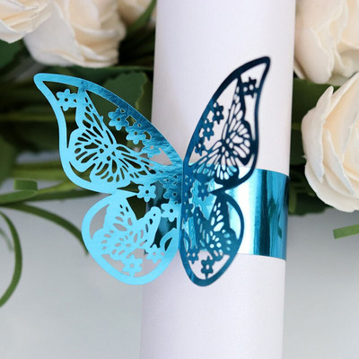 50 komada/set Laserski rezani papirnati prstenovi za salvete u stilu leptira Držači za salvete Hotelski pokloni za vjenčanje Dekoracija stola
