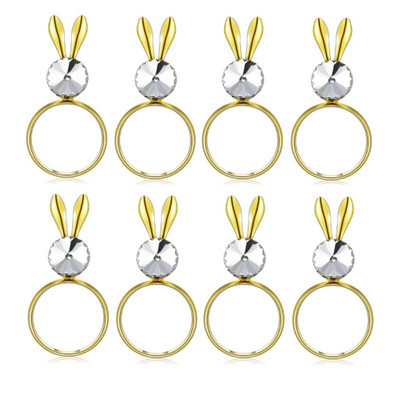 Δαχτυλίδι 8 τεμαχίων λαγουδάκι για χαρτοπετσέτα Πασχαλινή θήκη για δαχτυλίδια κρυστάλλινο κρυστάλλινο δαχτυλίδι για πασχαλινό τραπέζι για διακόσμηση (χρυσό)