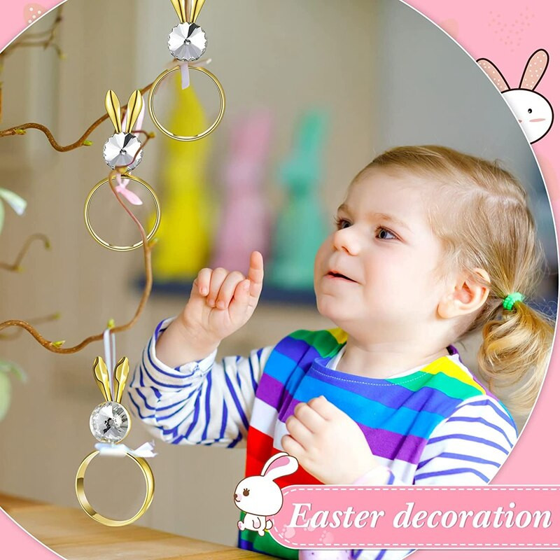 Δαχτυλίδι 8 τεμαχίων λαγουδάκι για χαρτοπετσέτα Πασχαλινή θήκη για δαχτυλίδια κρυστάλλινο κρυστάλλινο δαχτυλίδι για πασχαλινό τραπέζι για διακόσμηση (χρυσό)