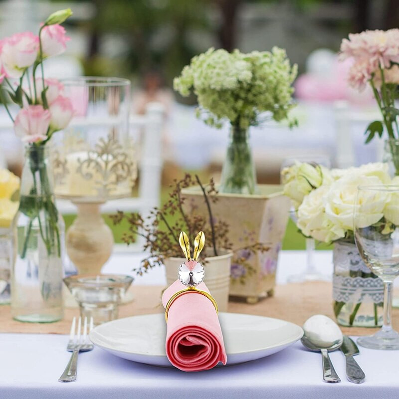 Δαχτυλίδι 8 τεμαχίων λαγουδάκι για χαρτοπετσέτα Πασχαλινή θήκη για δαχτυλίδια κρυστάλλινο κρυστάλλινο δαχτυλίδι για πασχαλινό τραπέζι για διακόσμηση (χρυσό)