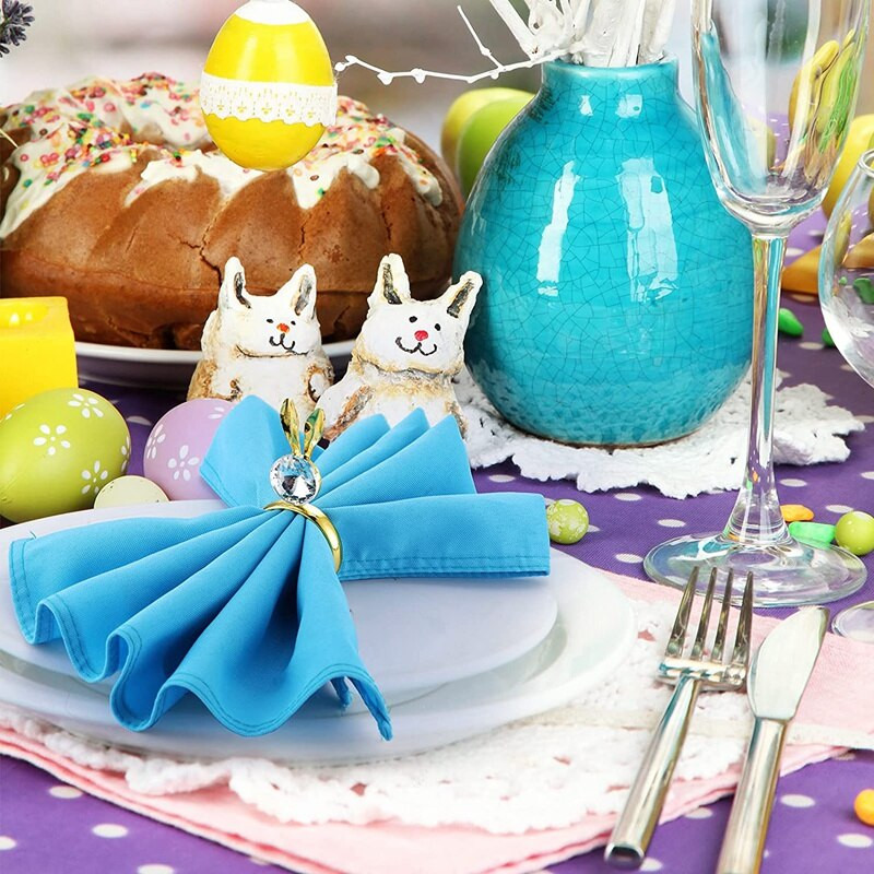 Δαχτυλίδι 8 τεμαχίων λαγουδάκι για χαρτοπετσέτα Πασχαλινή θήκη για δαχτυλίδια κρυστάλλινο κρυστάλλινο δαχτυλίδι για πασχαλινό τραπέζι για διακόσμηση (χρυσό)