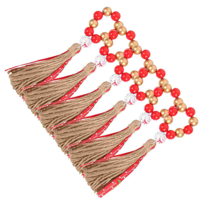 Prsten za salvete Prstenovi Kopča Drvene perle Kopče za božićni stol Drveni držač za salvete Seoski vijenac Držači perli Trake Festival