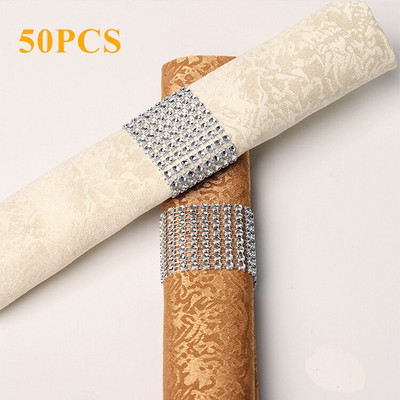 50 τμχ Δαχτυλίδια για χαρτοπετσέτα από στρας Bling Διακόσμηση Γαμήλιο δείπνο Κομψή χρυσή ράβδος θήκης για δαχτυλίδια χαρτοπετσέτας Προμήθειες για πάρτι