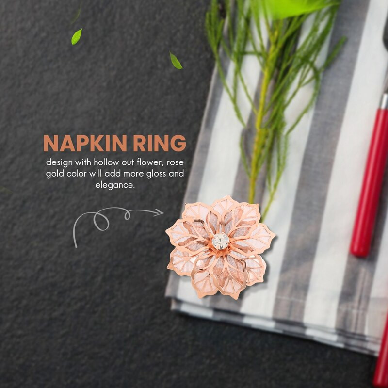Δαχτυλίδια χαρτοπετσέτας από κράμα 12 τεμαχίων με κούφια θήκη για χαρτοπετσέτα λουλουδιών Δαχτυλίδια για χαρτοπετσέτες από στρας λουλουδάτο στολισμό Exquisit