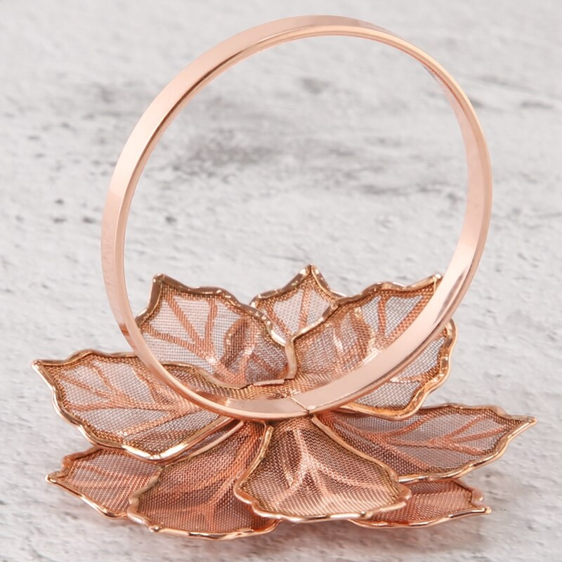 Δαχτυλίδια χαρτοπετσέτας από κράμα 12 τεμαχίων με κούφια θήκη για χαρτοπετσέτα λουλουδιών Δαχτυλίδια για χαρτοπετσέτες από στρας λουλουδάτο στολισμό Exquisit