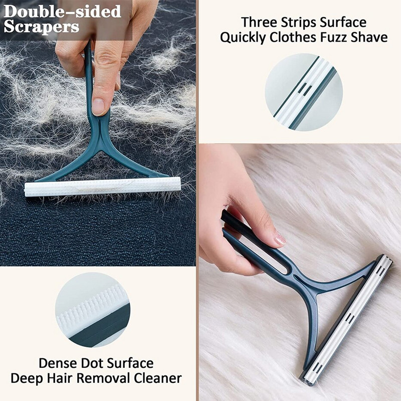 Nešiojamas naminių gyvūnėlių plaukų šalinimo įrankis Daugkartinis dvipusis kačių ir šunų plaukų šalinimo įrankis, skirtas drabužiams kilimų grandiklis naminių gyvūnų plaukų pūkelių šepečiams