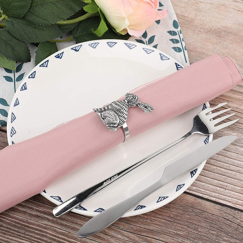 Πασχαλινά δαχτυλίδια χαρτοπετσέτας κουνελιού Δαχτυλίδι για χαρτοπετσέτα από μεταλλικό σετ 6 τεμαχίων για δείπνο δείπνου για το πασχαλινό πάρτι