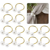 Δαχτυλίδια για χαρτοπετσέτες 12 τμχ Πέρλες Βάση για χαρτοπετσέτα γάμου Vintage αγκράφα σε σχήμα U για Φεστιβάλ Διακόσμηση τραπεζιού τραπεζαρίας