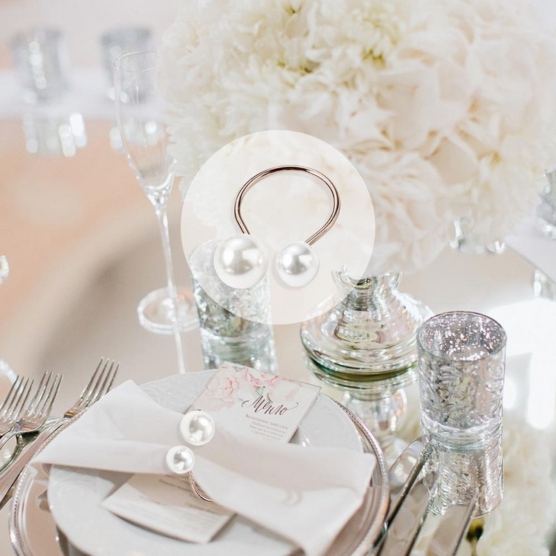 Δαχτυλίδια για χαρτοπετσέτες 12 τμχ Πέρλες Βάση για χαρτοπετσέτα γάμου Vintage αγκράφα σε σχήμα U για Φεστιβάλ Διακόσμηση τραπεζιού τραπεζαρίας