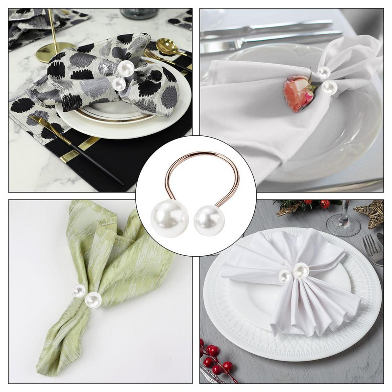 Δαχτυλίδια για χαρτοπετσέτες 12 τμχ Πέρλες Βάση για χαρτοπετσέτα γάμου Vintage αγκράφα σε σχήμα U για Φεστιβάλ Διακόσμηση τραπεζιού τραπεζαρίας