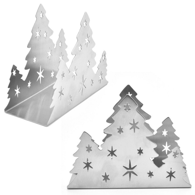 1PC božićni držač za salvete od nehrđajućeg čelika, ukrasni plosnati dozator za salvete, držač za kućne maramice