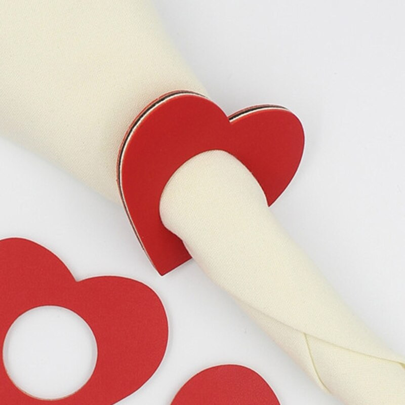 6 τμχ Δερμάτινα δαχτυλίδια χαρτοπετσέτας καρδιάς για την ημέρα του Αγίου Βαλεντίνου Θήκη για πετσέτα για γάμο 367A
