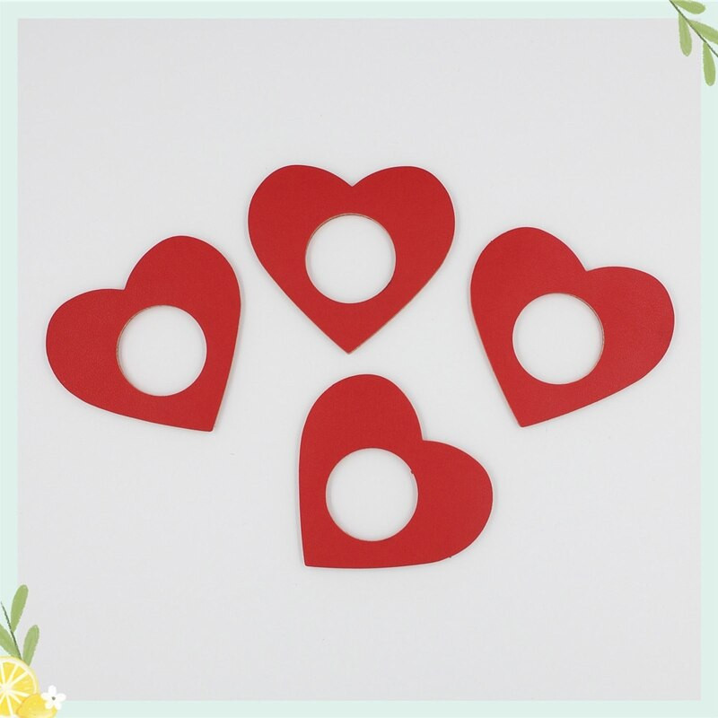 6 τμχ Δερμάτινα δαχτυλίδια χαρτοπετσέτας καρδιάς για την ημέρα του Αγίου Βαλεντίνου Θήκη για πετσέτα για γάμο 367A