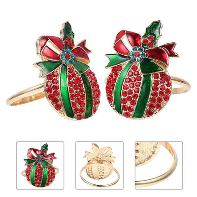 Salvrätiku sõrmused jõuluhoidjad Jingle Bell Bandsholiday Deer Metal salvrätikud pannal pidulik kristall 