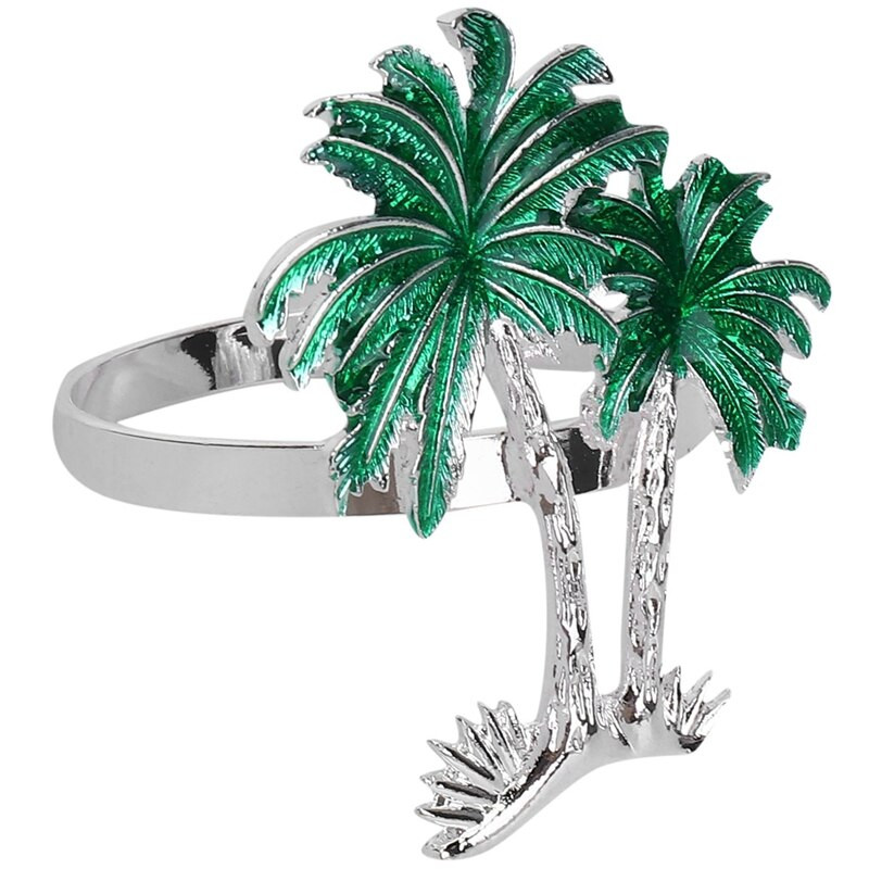 Δαχτυλίδια χαρτοπετσέτας Θήκη σερβιέτας, Σετ 4 μεταλλικό δαχτυλίδι για χαρτοπετσέτα, Διακόσμηση γιορτινού τραπεζιού για γάμο, Χριστουγεννιάτικη ημέρα (Δέντρο καρύδας)