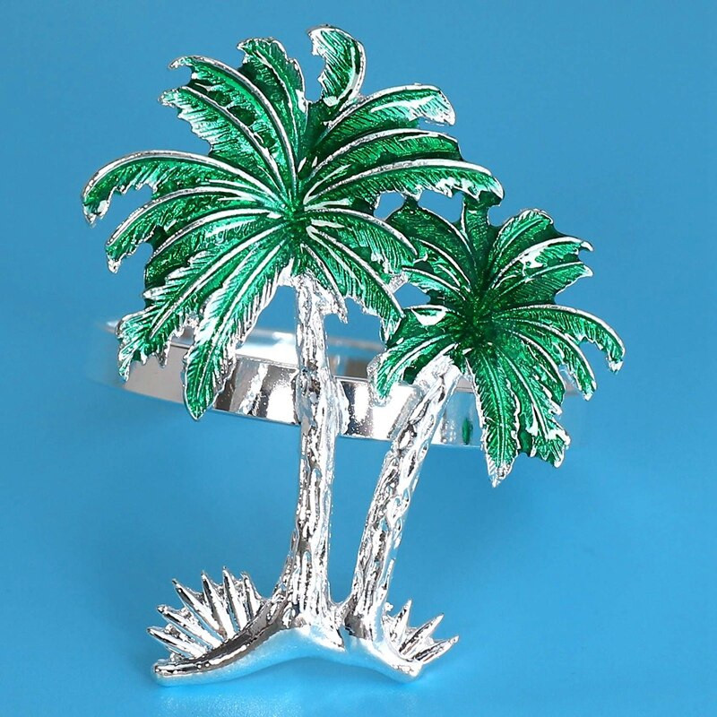 Δαχτυλίδια χαρτοπετσέτας Θήκη σερβιέτας, Σετ 4 μεταλλικό δαχτυλίδι για χαρτοπετσέτα, Διακόσμηση γιορτινού τραπεζιού για γάμο, Χριστουγεννιάτικη ημέρα (Δέντρο καρύδας)