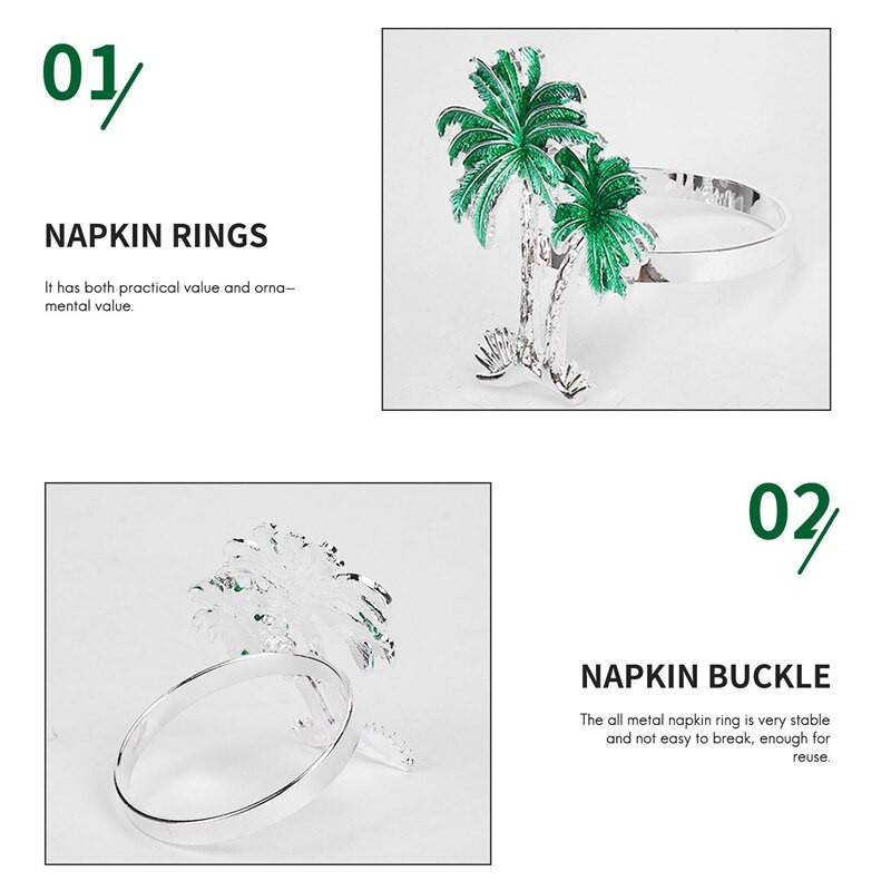 Δαχτυλίδια χαρτοπετσέτας Θήκη σερβιέτας, Σετ 4 μεταλλικό δαχτυλίδι για χαρτοπετσέτα, Διακόσμηση γιορτινού τραπεζιού για γάμο, Χριστουγεννιάτικη ημέρα (Δέντρο καρύδας)