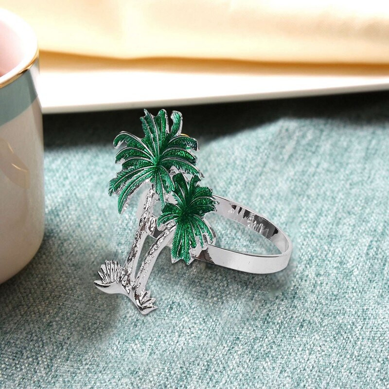 Δαχτυλίδια χαρτοπετσέτας Θήκη σερβιέτας, Σετ 4 μεταλλικό δαχτυλίδι για χαρτοπετσέτα, Διακόσμηση γιορτινού τραπεζιού για γάμο, Χριστουγεννιάτικη ημέρα (Δέντρο καρύδας)