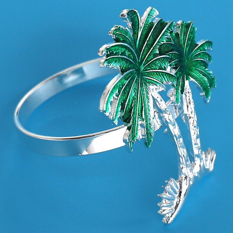 Δαχτυλίδια χαρτοπετσέτας Θήκη σερβιέτας, Σετ 4 μεταλλικό δαχτυλίδι για χαρτοπετσέτα, Διακόσμηση γιορτινού τραπεζιού για γάμο, Χριστουγεννιάτικη ημέρα (Δέντρο καρύδας)