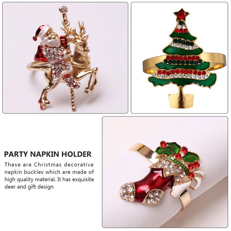 Χαρτοπετσέτα Χριστουγεννιάτικα δαχτυλίδια Θήκη δαχτυλιδιών Σερβιέτ Μπάντες δείπνου Πόρπη Διακόσμηση νιφάδα χιονιού Πετσέτα γιορτής για το τραπέζι Wintervintage Διακοσμητικό