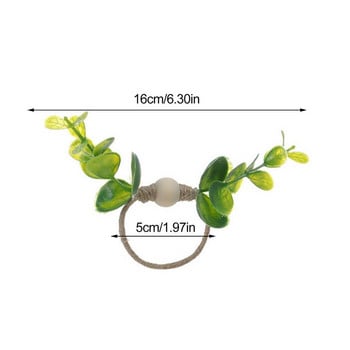 Пръстени за салфетки от евкалипт, катарами, 4 бр. Пръстен за салфетки със зелени листа Изкуствена зеленина Декоративен държач за салфетки за сватби, годишнини
