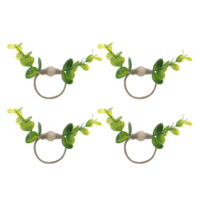 Δαχτυλίδι χαρτοπετσέτας Ευκάλυπτος Πόρπες 4 τμχ Πράσινο Δαχτυλίδι από χαρτοπετσέτα Faux Greenery Διακοσμητική θήκη σερβιέτας για επετείους γάμου