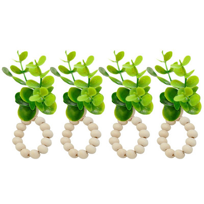 Δαχτυλίδι χαρτοπετσέτας Ευκάλυπτος Πόρπες 4 τμχ Πράσινο Δαχτυλίδι από χαρτοπετσέτα Faux Greenery Διακοσμητική θήκη σερβιέτας για επετείους γάμου