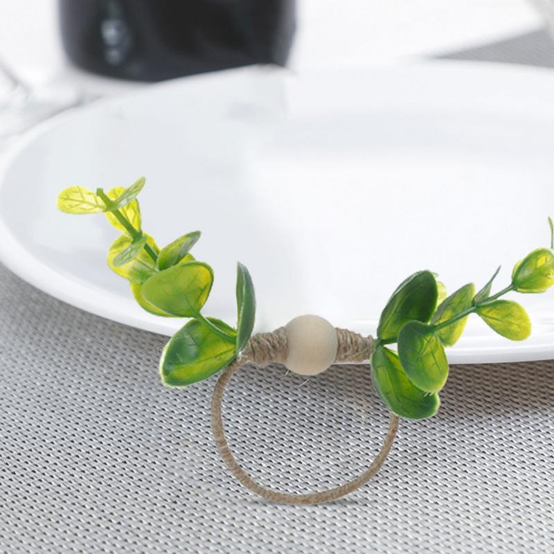 Δαχτυλίδι χαρτοπετσέτας Ευκάλυπτος Πόρπες 4 τμχ Πράσινο Δαχτυλίδι από χαρτοπετσέτα Faux Greenery Διακοσμητική θήκη σερβιέτας για επετείους γάμου