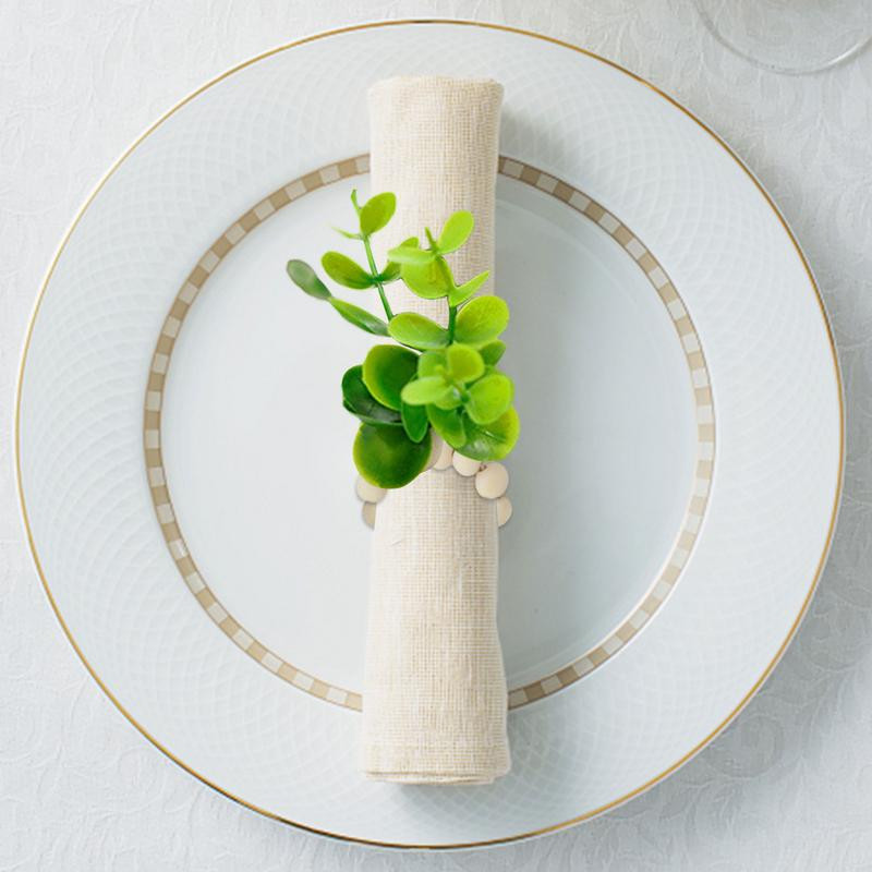Δαχτυλίδι χαρτοπετσέτας Ευκάλυπτος Πόρπες 4 τμχ Πράσινο Δαχτυλίδι από χαρτοπετσέτα Faux Greenery Διακοσμητική θήκη σερβιέτας για επετείους γάμου
